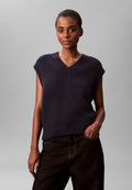 Calvin Klein Jeans OVERSIZED BOUCLE VEST - Basic T-shirt - dark sapphire