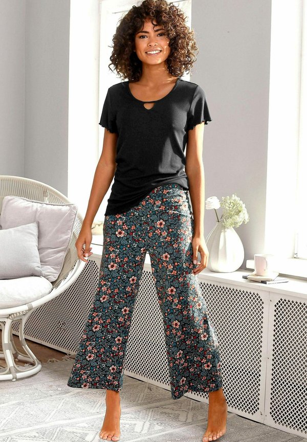 s.Oliver Pyjama bottoms - petrol  geblümt