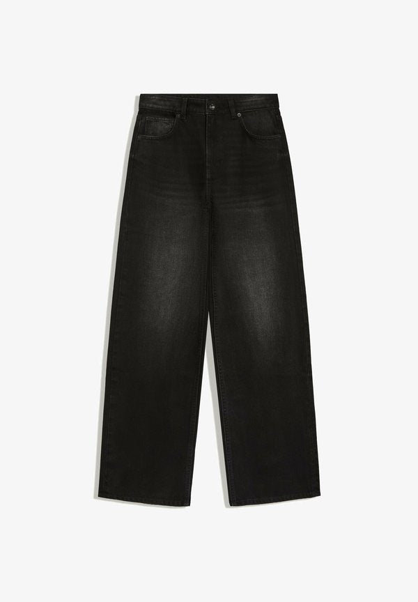 Bershka STRAIGHT WIDE HIGH WAIST- JEANS - Baggy Jeans - black