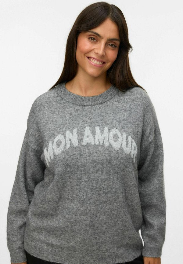 Vero Moda Curve Knitted VMCAMOREMIO Knitted - Jumper - medium grey melange