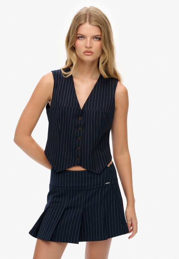 Superdry & Co Waistcoat - navy pinstripe