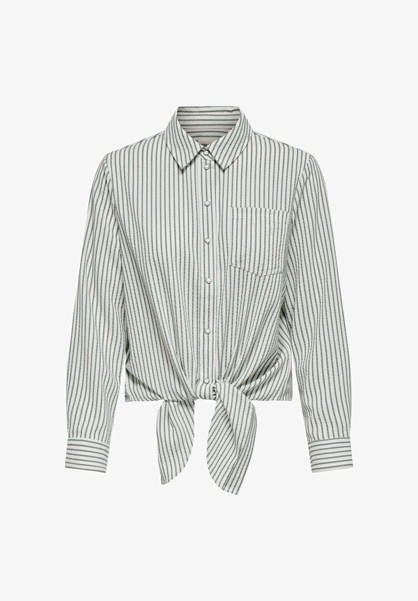 ONLY ONLLECEY LS KNOT NOOS - Button-down blouse - cloud dancer