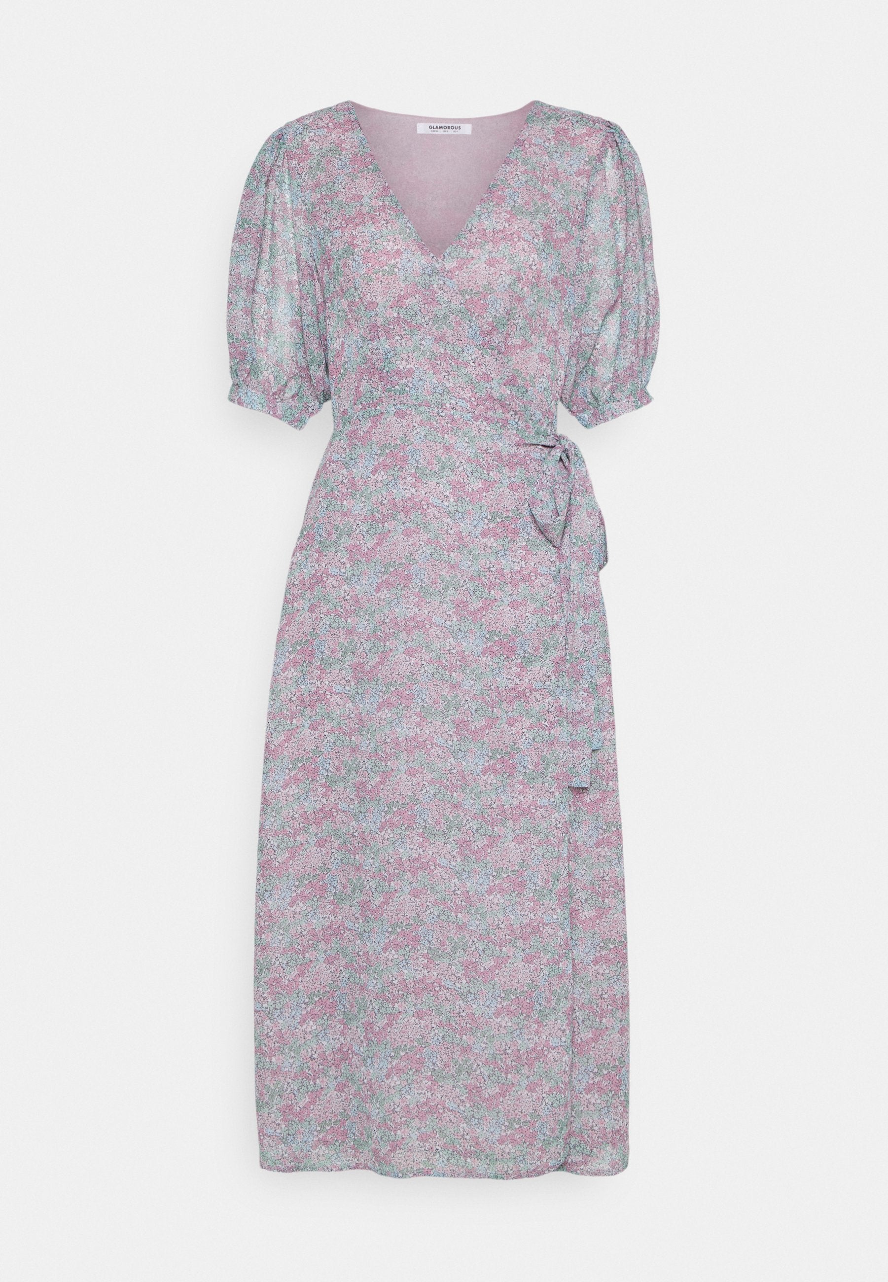 Glamorous WRAP AROUND MIDI DRESS WITH TIE AND SLEEVES