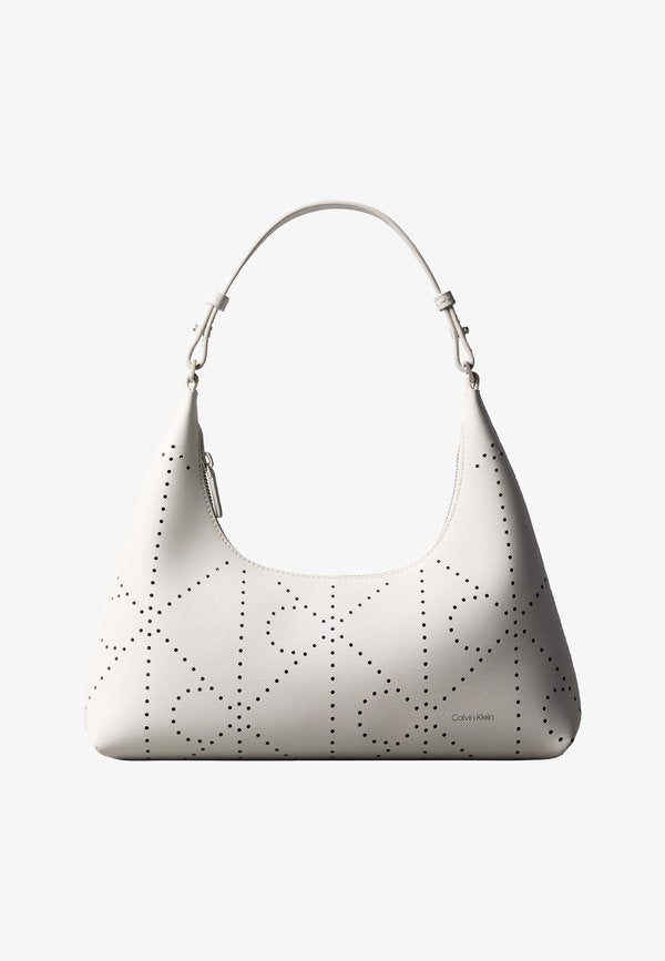 Calvin Klein EMBLEM PERFOR BAG - Handbag - white alyssum