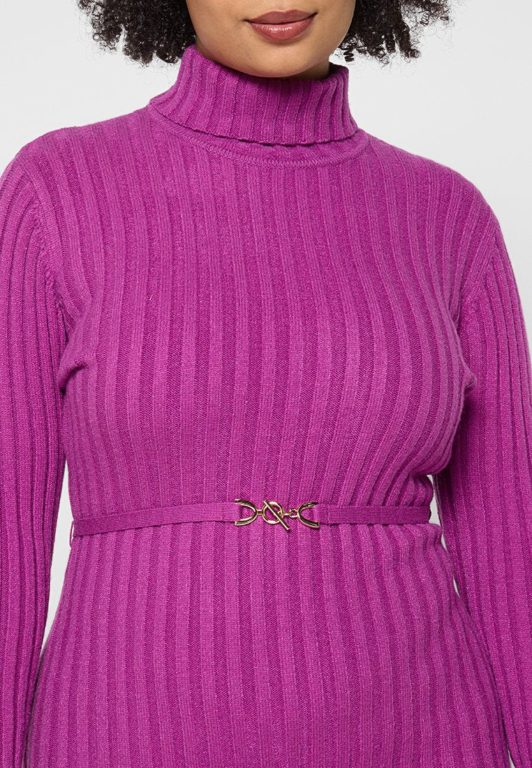 Apart MIDI KNIT DRESS RIB