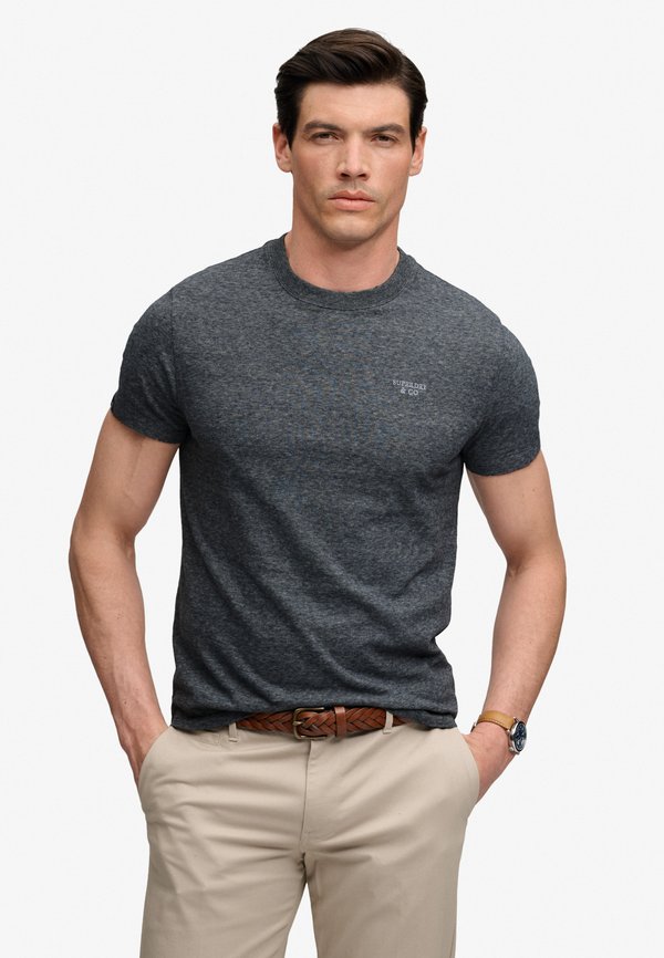 Superdry & Co SUPERDRY ESSENTIAL STACKED LOGO EMBROIDERED T-SHIRT.. - Basic T-shirt - eclipse navy grey feeder grey