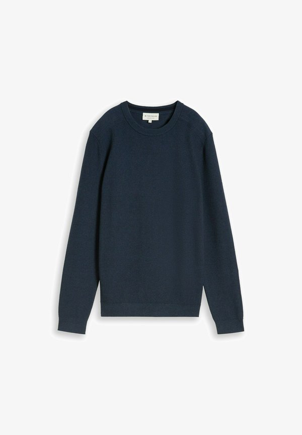 TOM TAILOR MOULINE STRUCTURED CREW NECK KNIT - Jumper - mouline blue navy