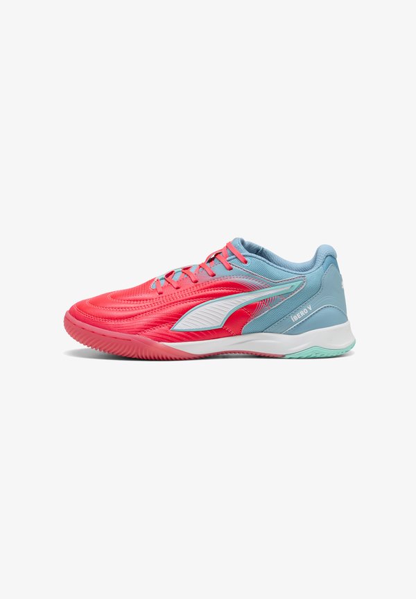 Puma IBERO V - Soft-ground football boots - ultra red-puma white-dusty aqua-intense mint