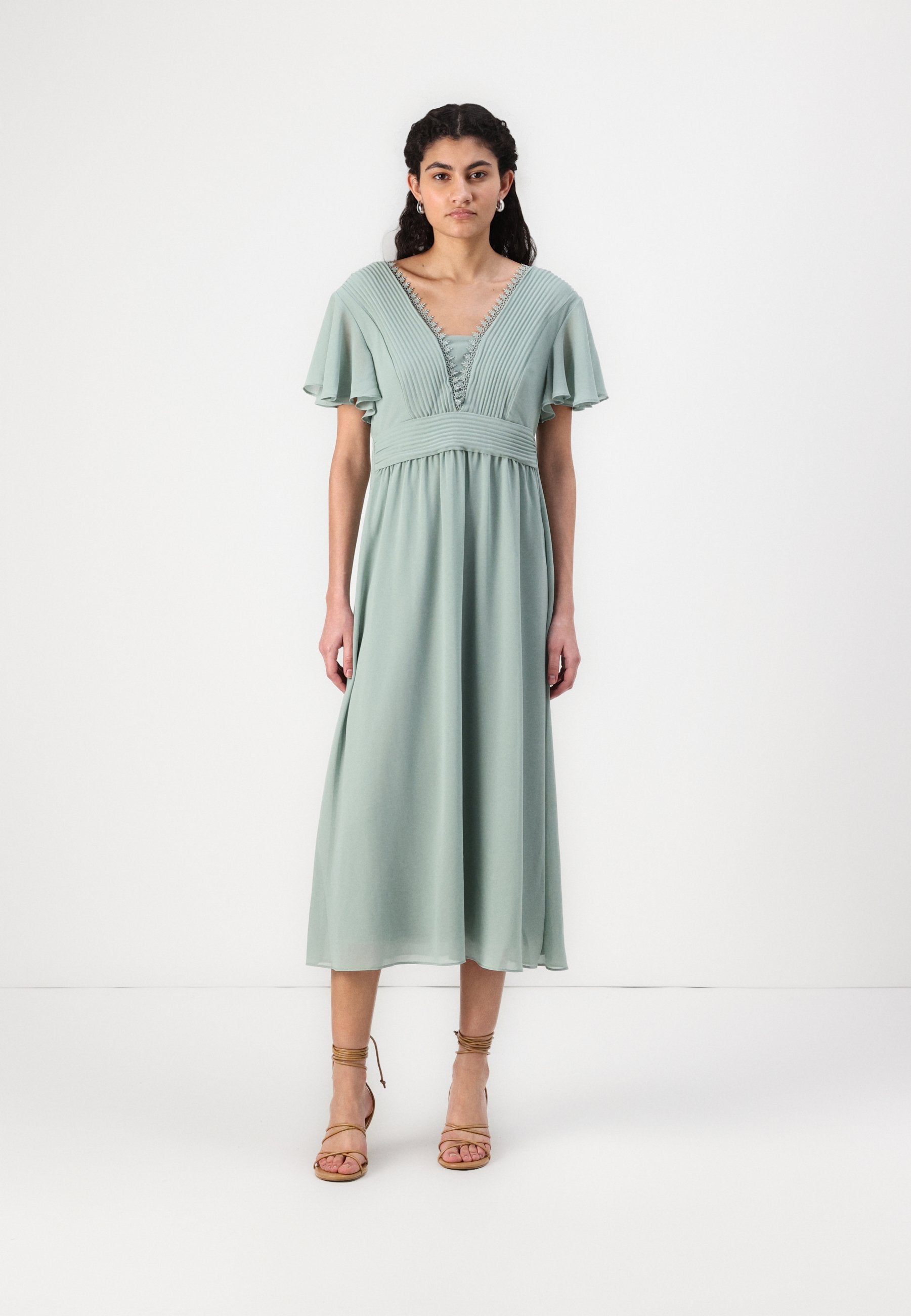 VILA VILILLA V NECK MIDI DRESS