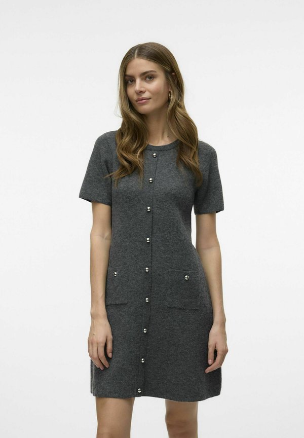Vero Moda Knitted VMJOHANNA Midi - Jumper dress - medium grey melange