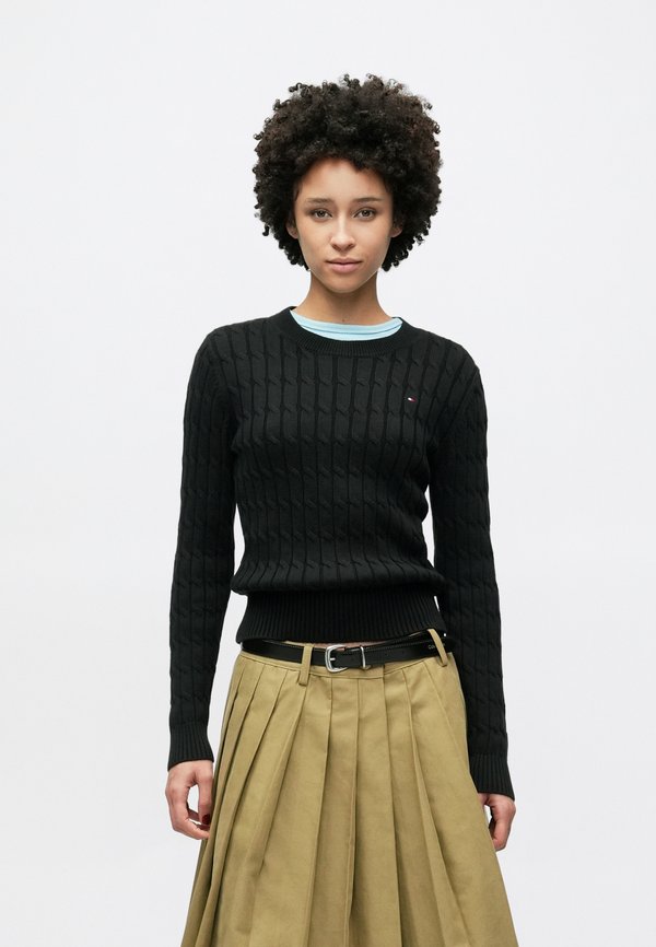 Tommy Hilfiger CABLE KNIT CREW NECK JUMPER - Jumper - black