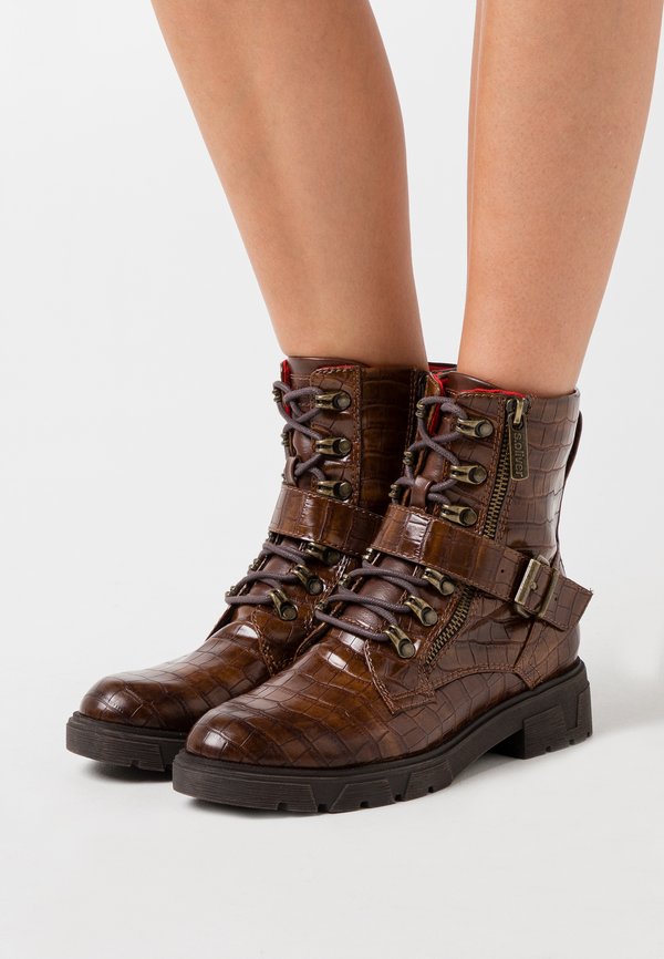 s.Oliver Lace-up ankle boots - cognac