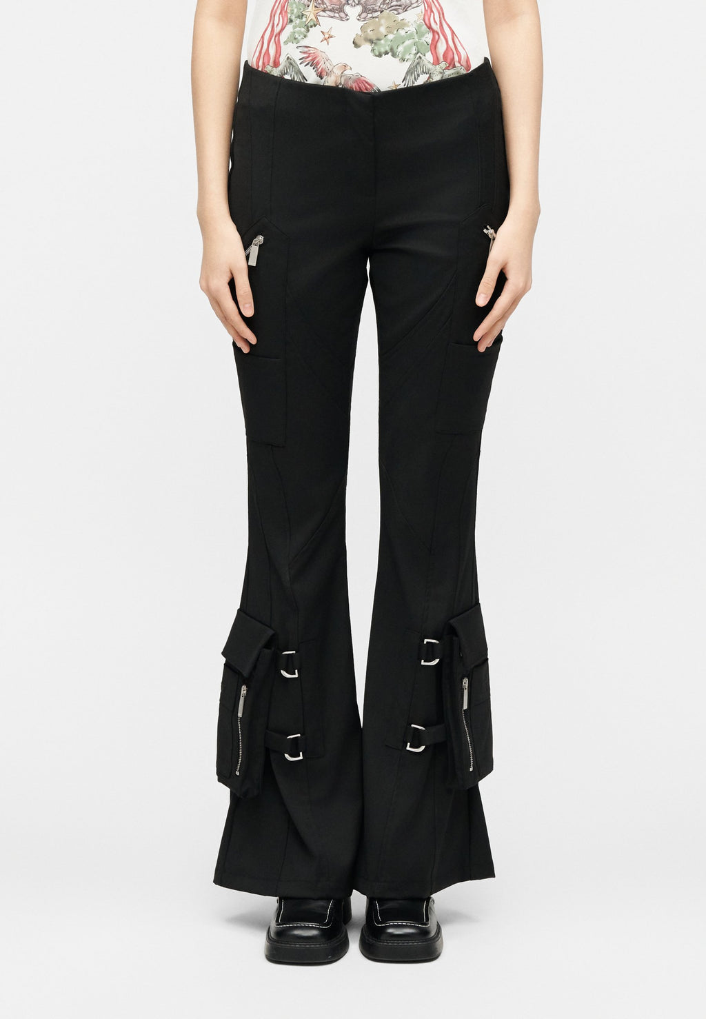 OFF-WHITE BELT FLARE PANTS