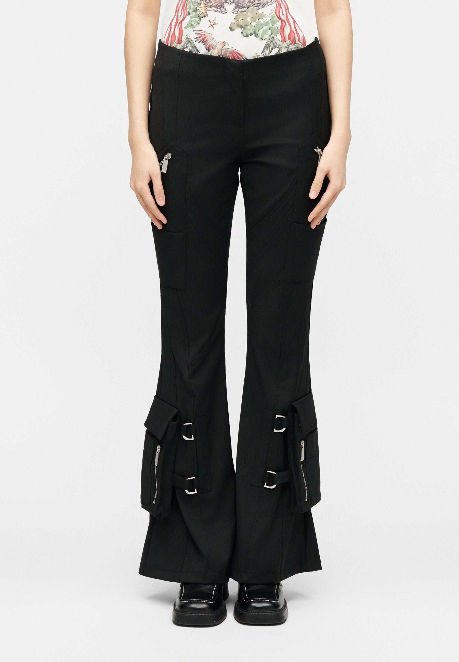 OFF-WHITE BELT FLARE PANTS