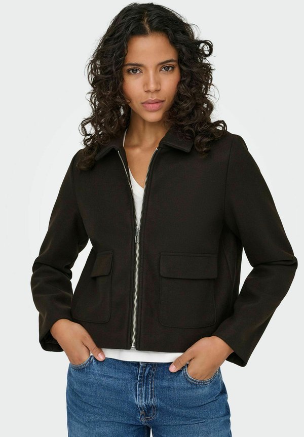 ONLY ONLVELA ZIP SHORT JACKET OTW - Summer jacket - chocolate torte