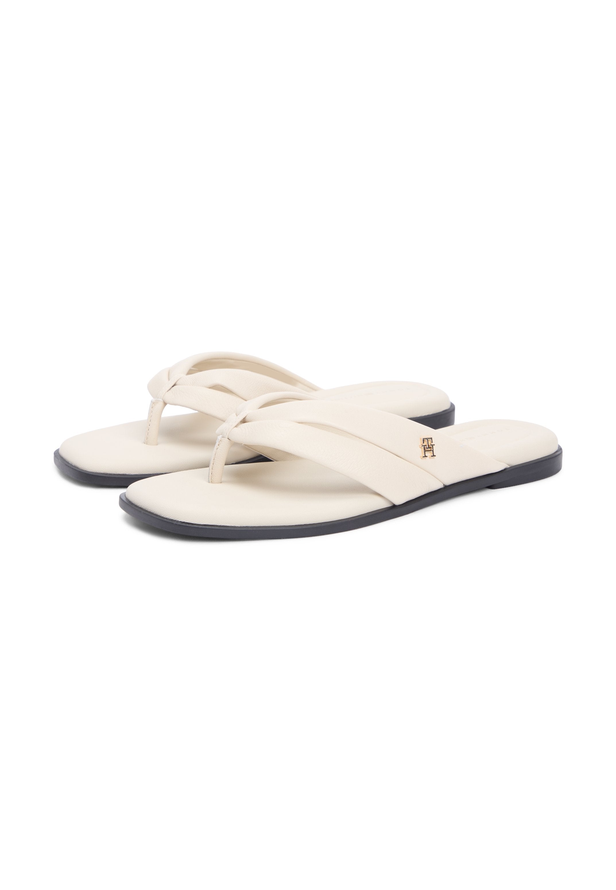 LEATHER TOE POST FLAT SANDALS Media 2
