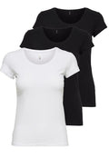 ONLY PACK OF 3 - Basic T-shirt - black / black / white