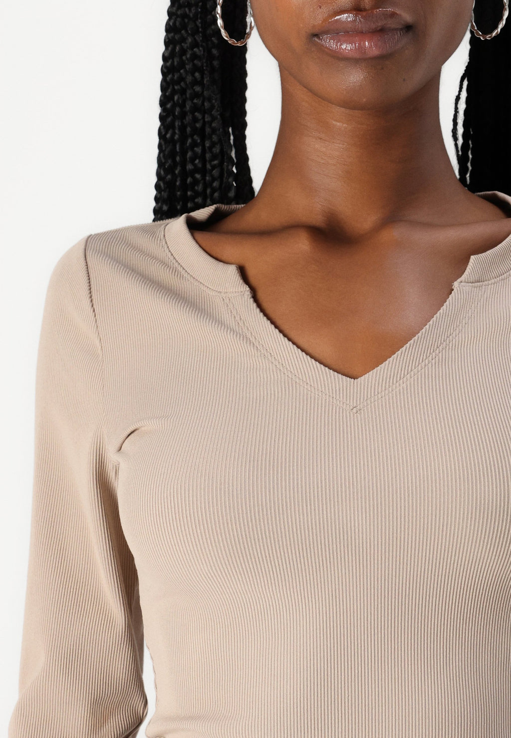 Hollister Co. Ribbbed Seamless Fabric Notch-Neck Top