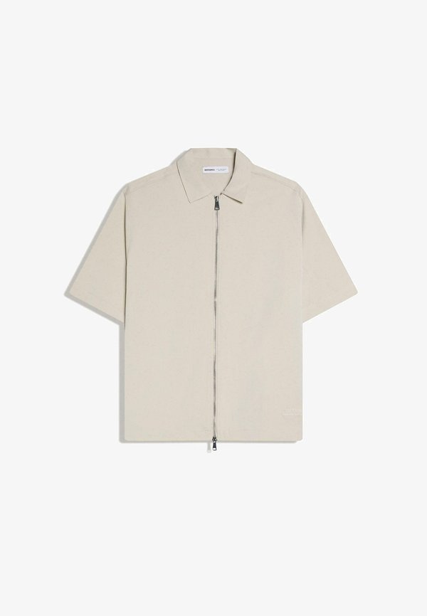 Bershka FLOWING SHORT SLEEVE BOXY  - Shirt - stone