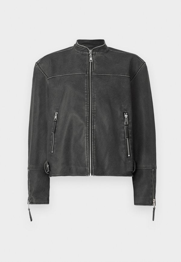Vero Moda VMPAMELA SHORT COATED JACKET - Faux leather jacket - asphalt