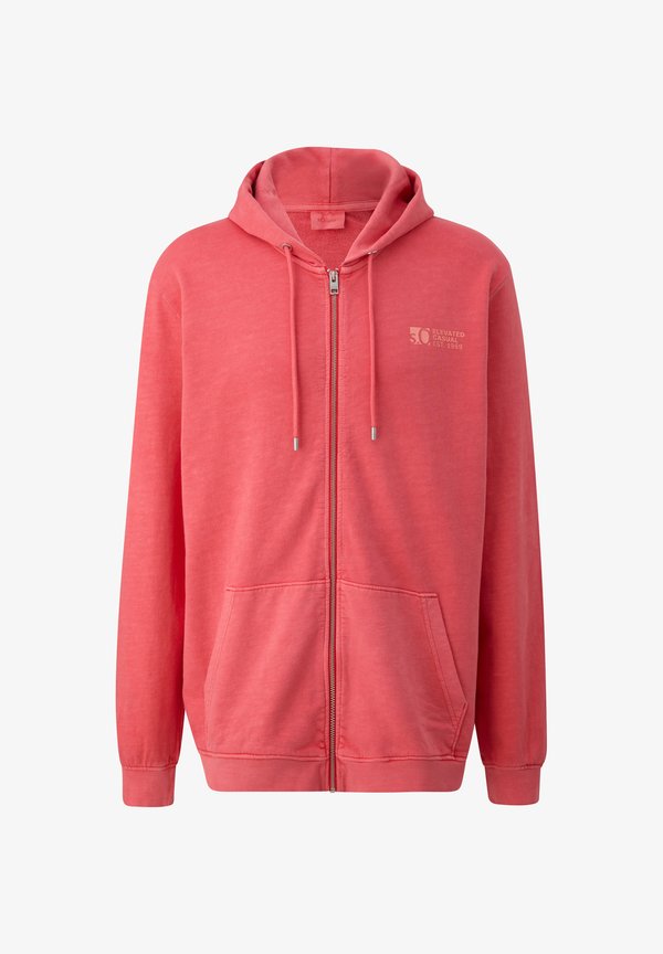s.Oliver GARMENT-DYED MET CAPUCHON - Cardigan - korallrot