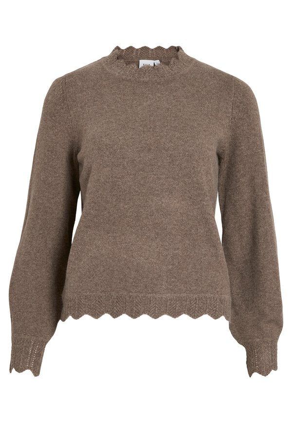 VILA VINIKOLINA O-NECK L/S KNIT TOP - NOOS