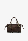 Bershka BUCKLED - MINI BAG - Handbag - dark brown