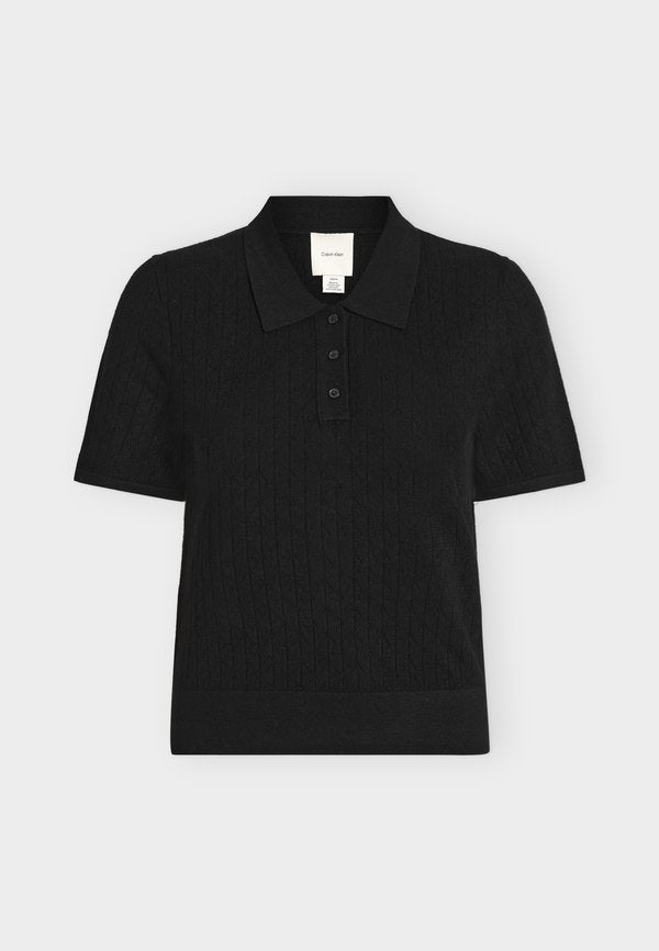 Calvin Klein POINTELLE POLO - Polo shirt - black