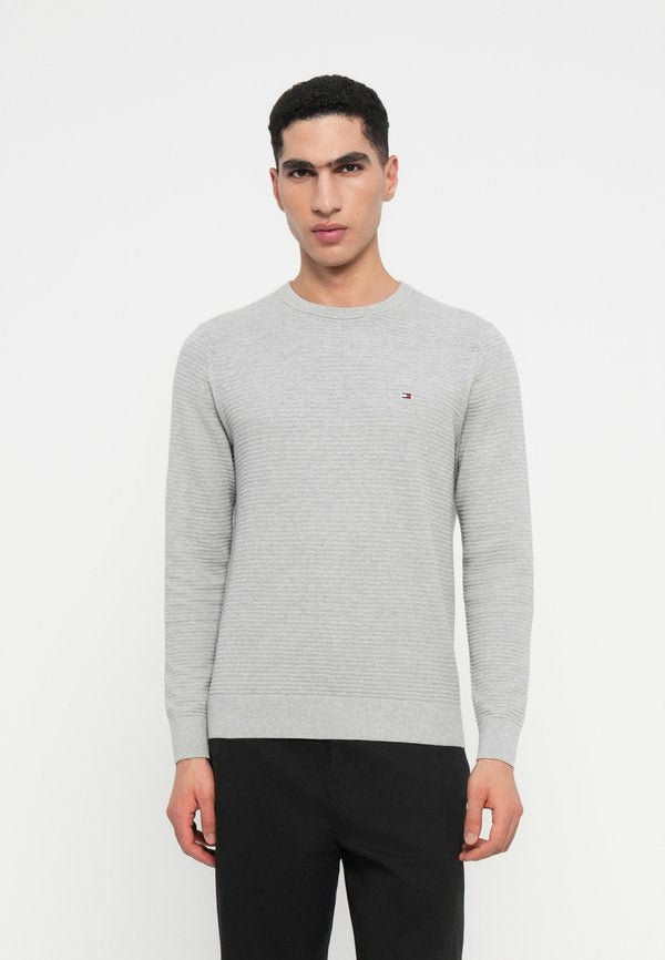 Tommy Hilfiger TEXTURED KNIT CREW NECK JUMPER - Jumper - light grey heather