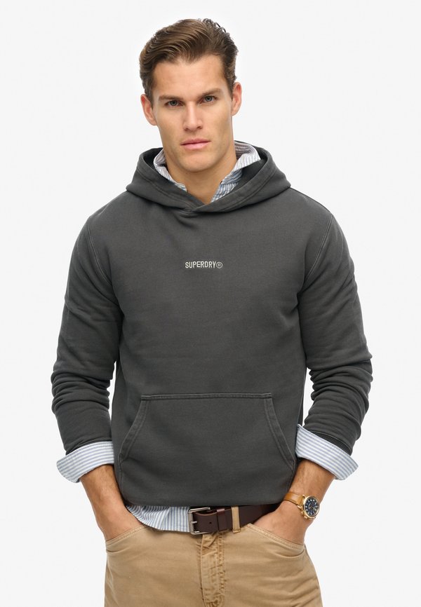 Superdry & Co MICRO LOGO - Hoodie - washed black