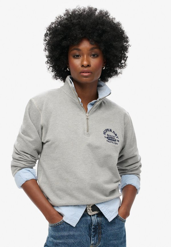 Superdry & Co ATHLETIC ESSENTIALS HALF ZIP - Sweatshirt - grey marl