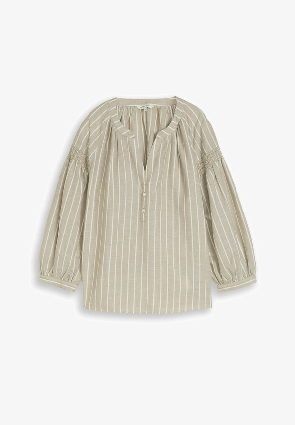 TOM TAILOR Blouse - olive irregular stripe