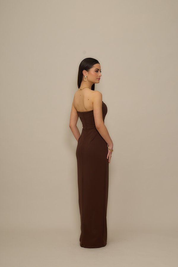 WAL G PETITE ANNA V NECK MAXI DRESS
