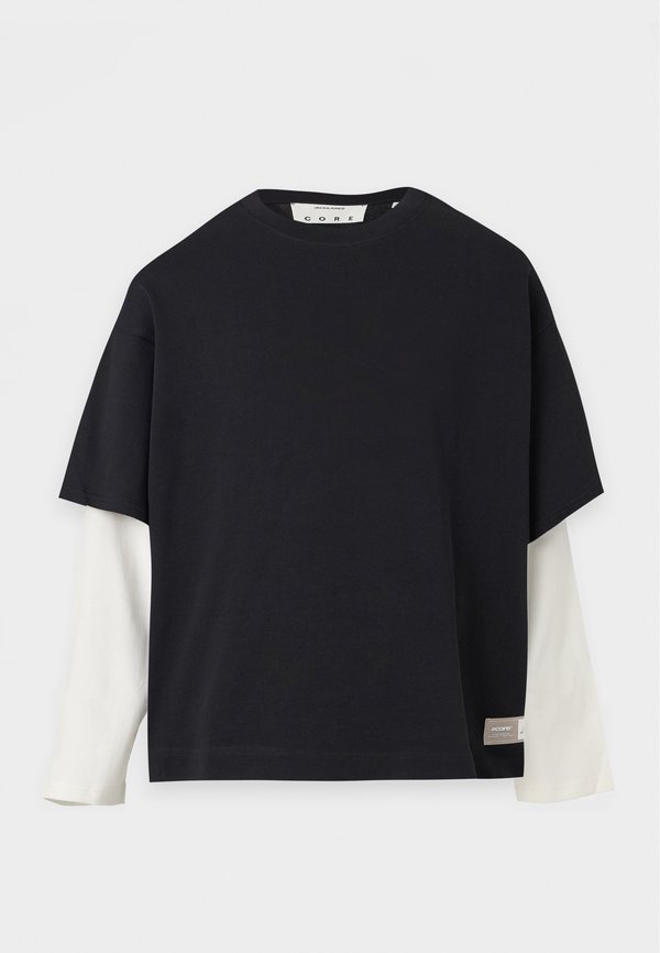 Jack & Jones JCOECHO DOUBLE LAYERED CREW NECK - Sweatshirt - black