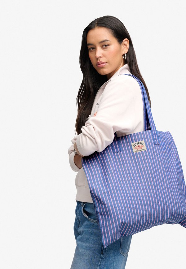 Superdry & Co SUPERDRY OXFORD STRIPE TOTE BAG.. - Tote bag - broker navy pink stripe