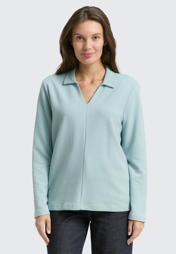 TOM TAILOR LANGARM MIT KRAGEN - Polo shirt - white moss