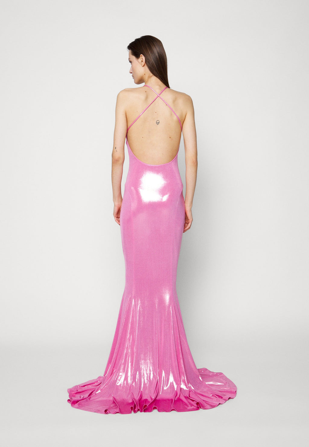 Norma Kamali LOW BACK SLIP MERMAID FISHTAIL GOWN