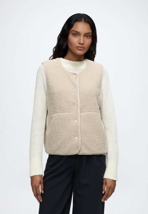 TOM TAILOR SWEATVEST - Waistcoat - gravel beige