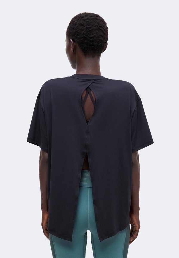 Nike Performance W NK1 DF TIE BACK SS - Sports T-shirt - black/white