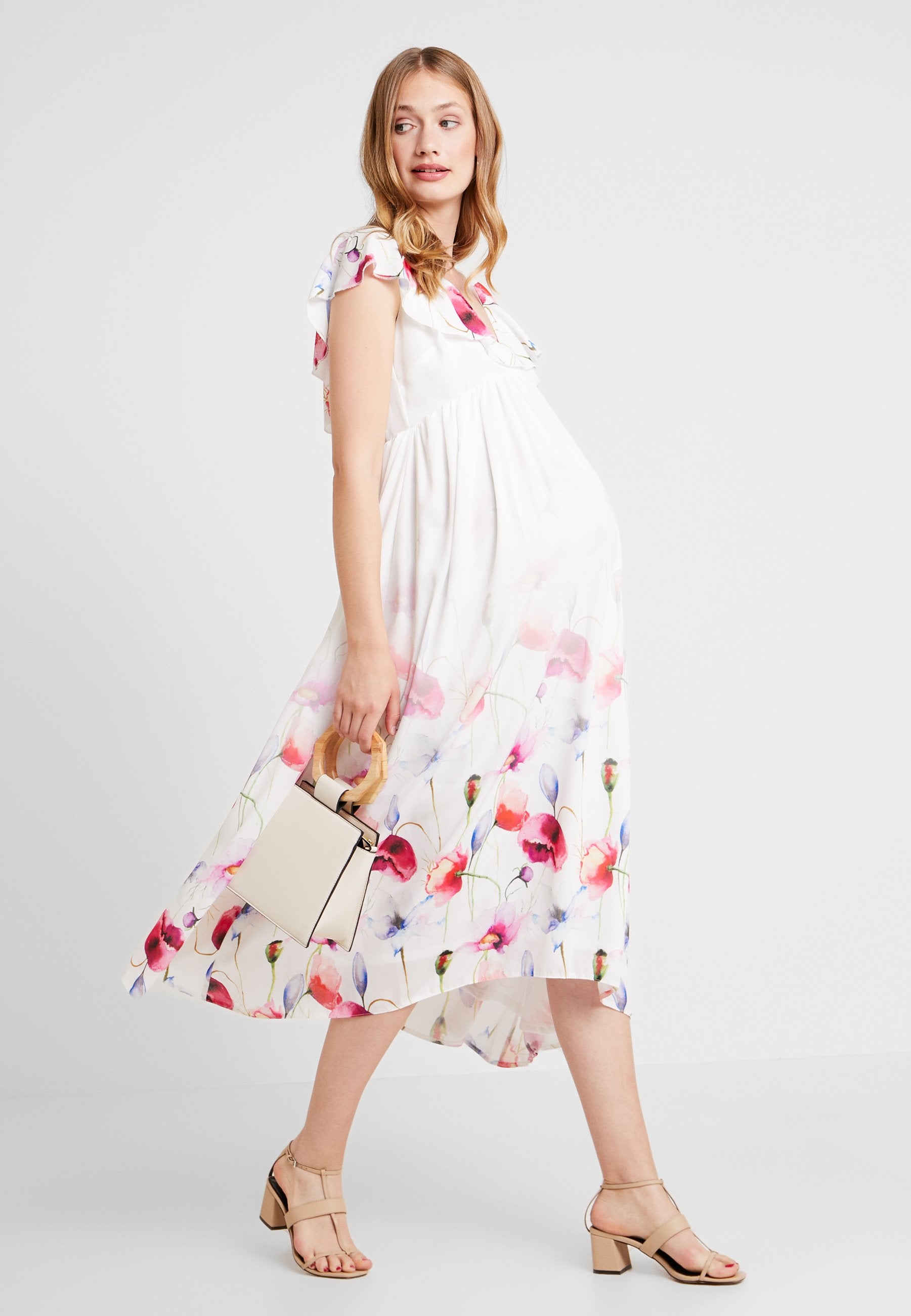 True Violet Maternity TRUE HI LOW MIDAXI DRESS WITH FRILLS