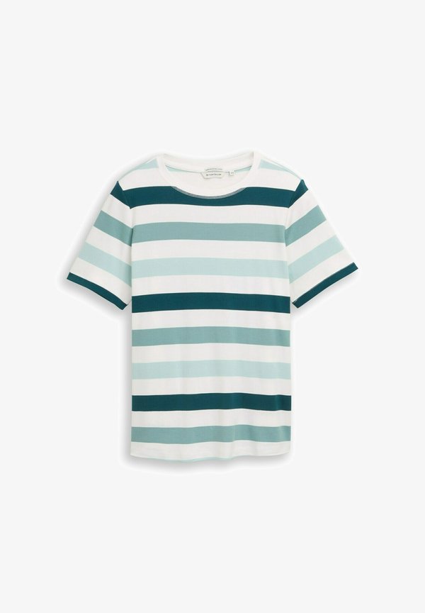 TOM TAILOR PLUS SIZE - Print T-shirt - white/mint bold stripe
