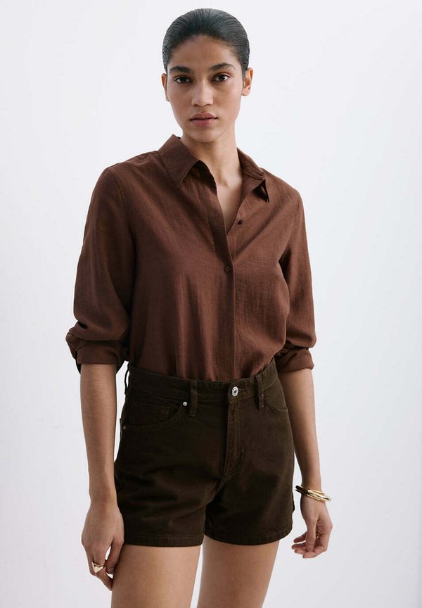 Mango ADULT - Denim shorts - dark brown