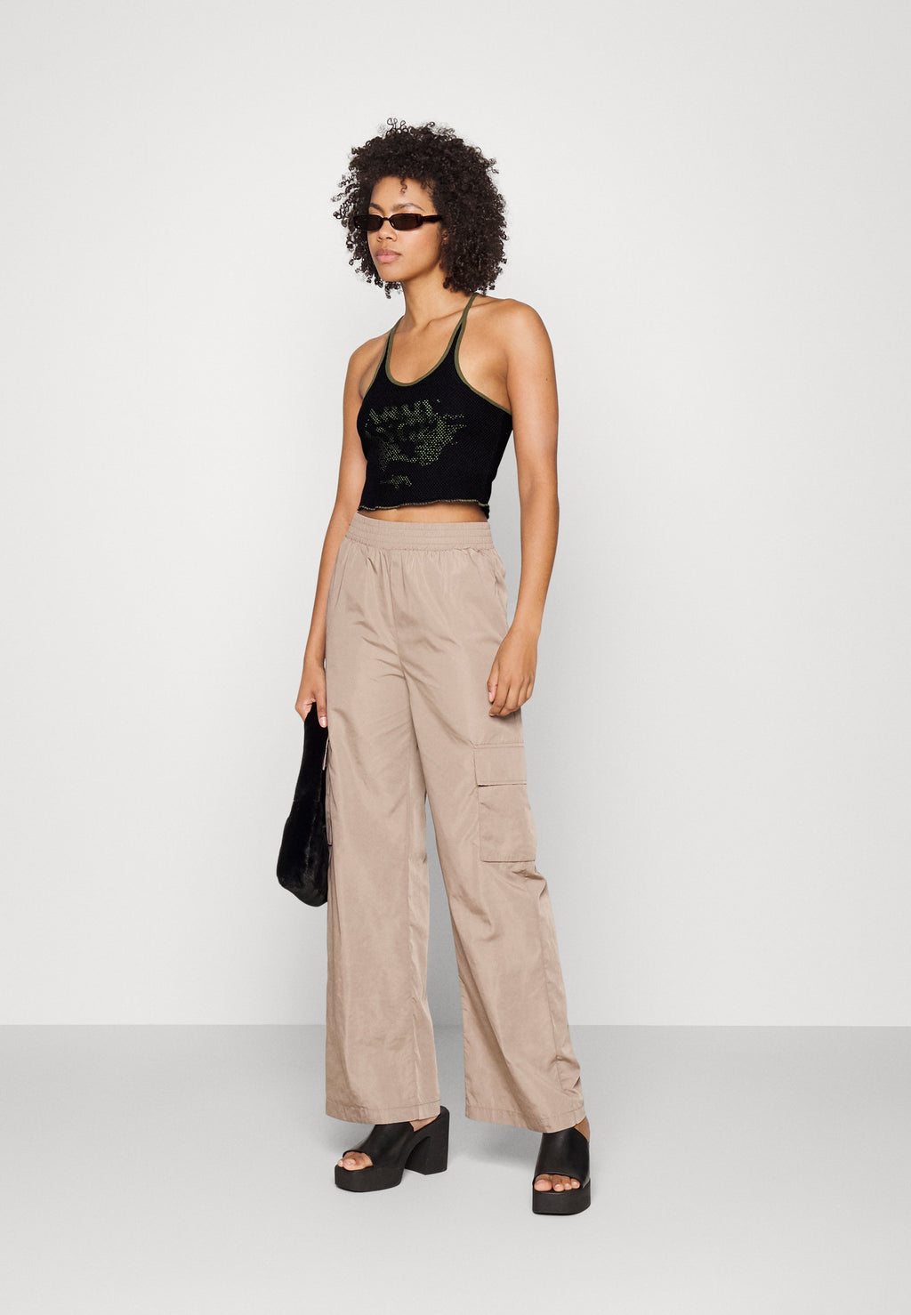 Jaded London HALTER TANK WITH BRIGHT ARMY SCREEN
