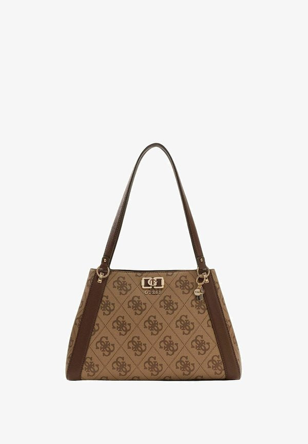 Guess KARNILLA GIRLFRIEND CARRYALL - Handbag - latte logo brown