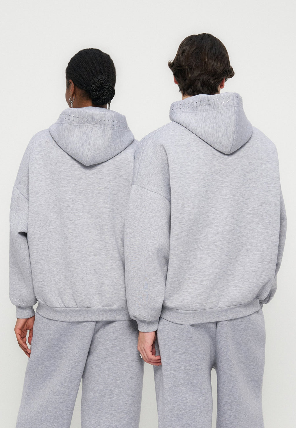 YOURTURN RELAXED FIT WITH STUDS ZIP-UP HOODIE