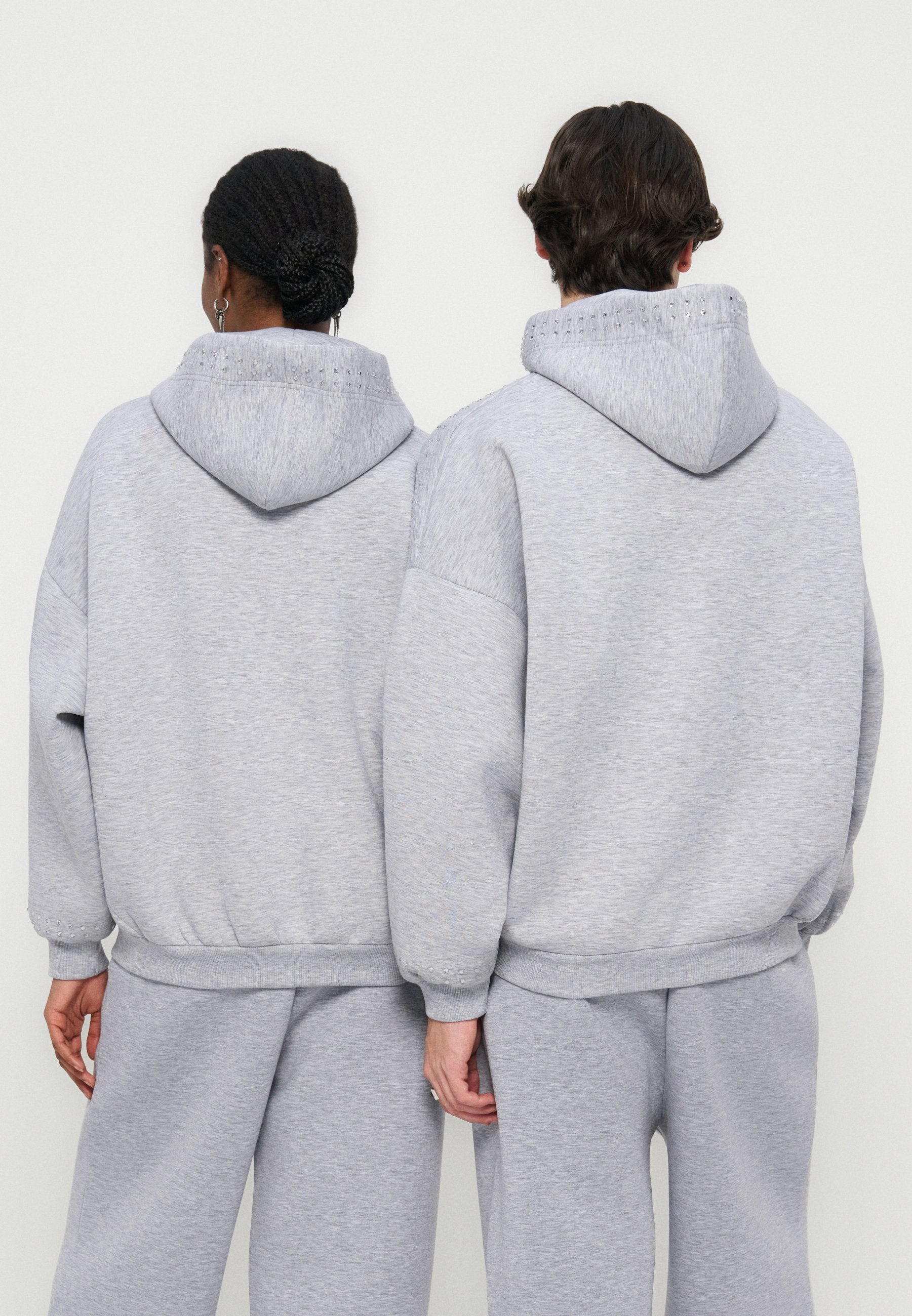 YOURTURN RELAXED FIT WITH STUDS ZIP-UP HOODIE