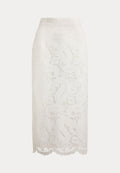 Lauren Ralph Lauren PAISLEY-EYELET COTTON MIDI PENCIL SKIRT