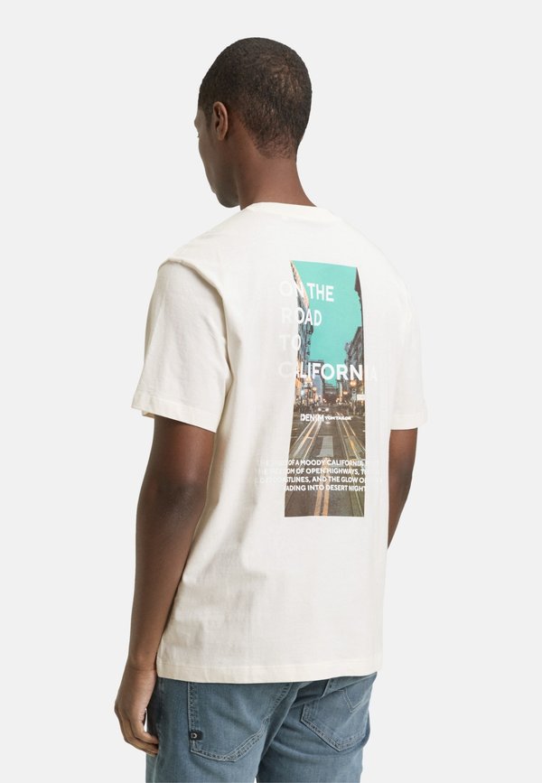 TOM TAILOR KURZARM - Print T-shirt - weiß