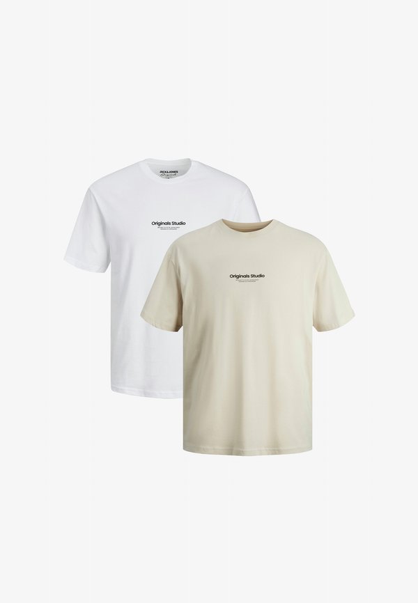 Jack & Jones 2 PACK - Print T-shirt - moonbeam   weiß