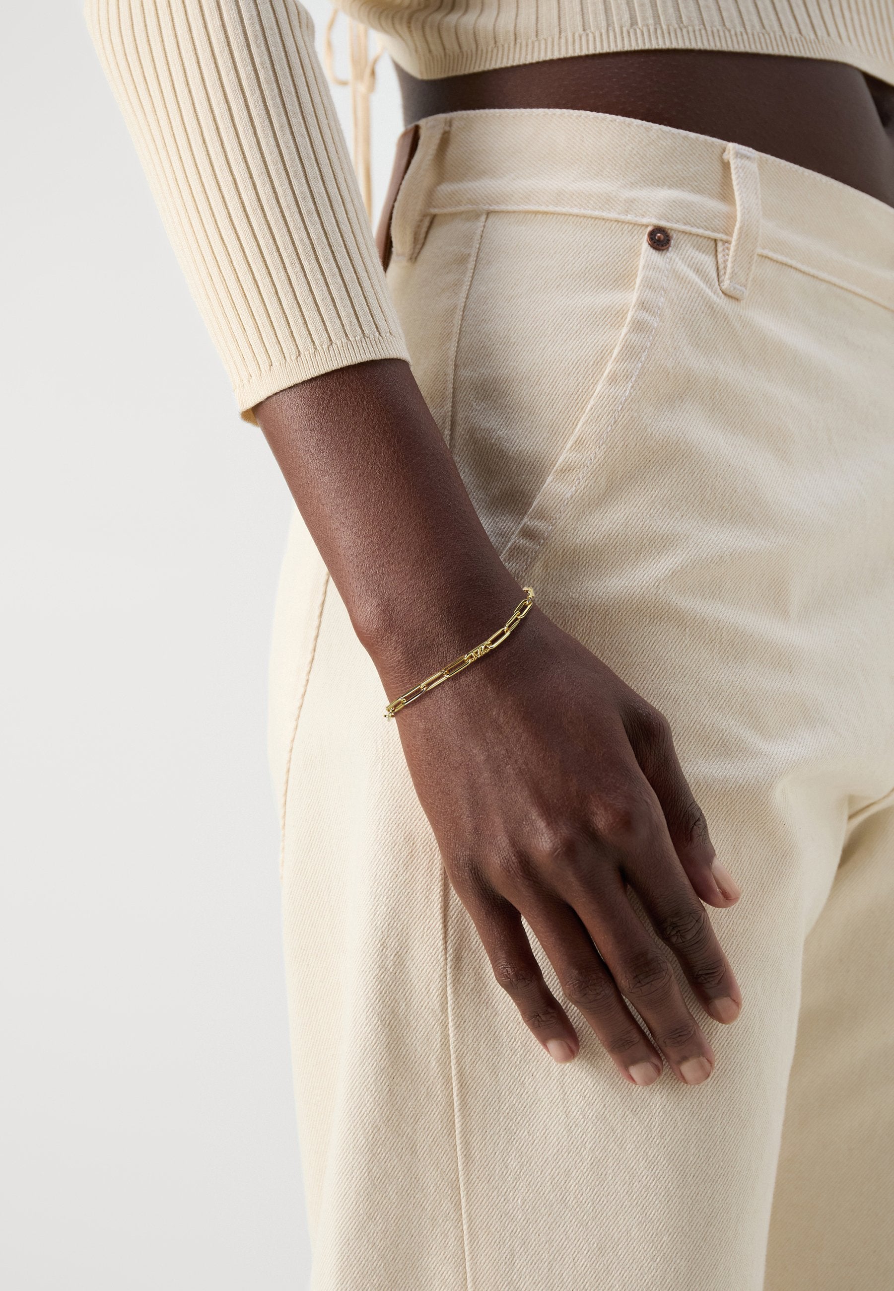 MICHAEL KORS WOMEN'S 14K GOLD-PLATED STERLING SILVER PAPERCLIP CHAIN BRACELET, MKC174400710 Media 2